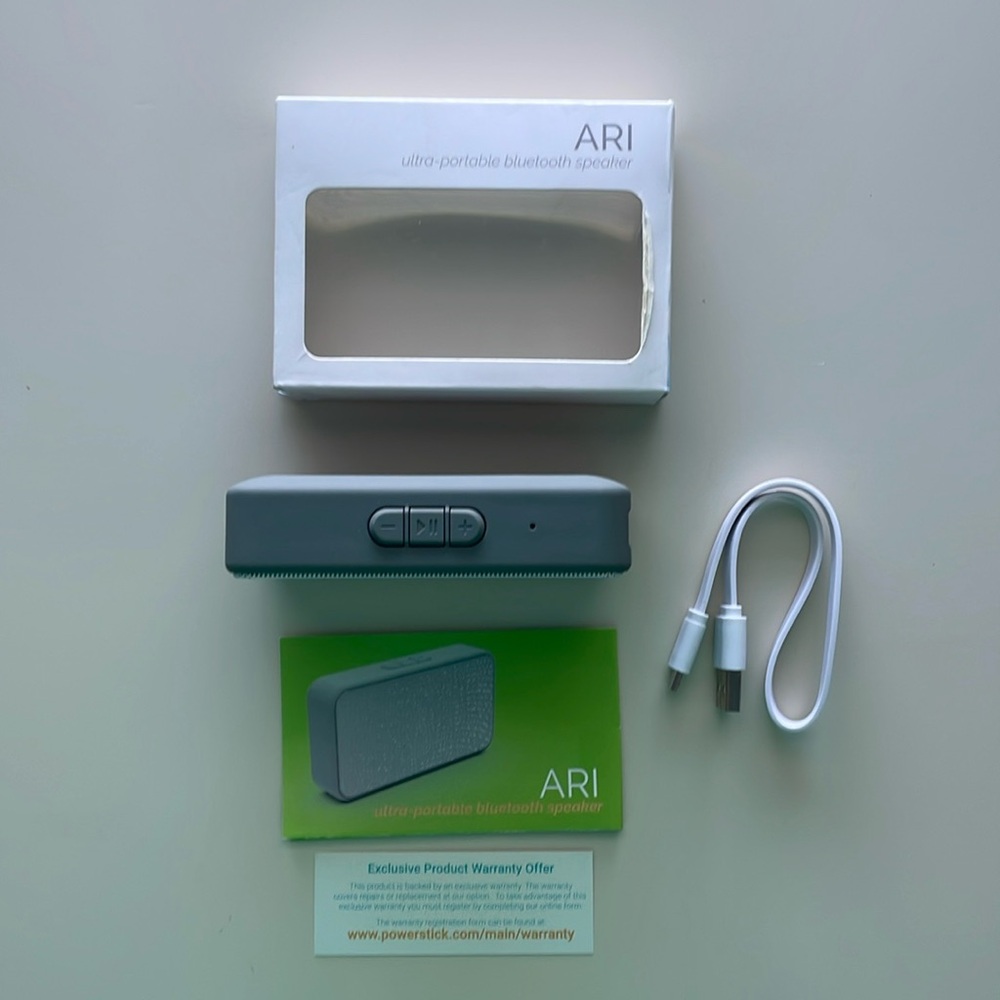 NEW IN BOX. ARI ultra portable Bluetooth speaker by powerstick